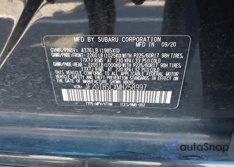 2021 Subaru Crosstrek Sport from USA, damaged, VIN JF2GTHSCXMH258997